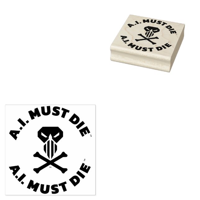 A.I. Must Die™ Logo (Bold Font) Rubber Stamp (Stamped)