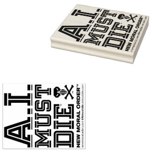 A.I. Must Die™ Logo (College Font) Rubber Stamp
