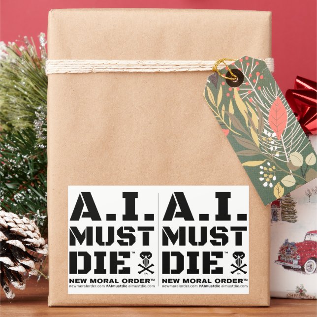 A.I. Must Die™ Logo (Military Font) Stickers (Holiday)
