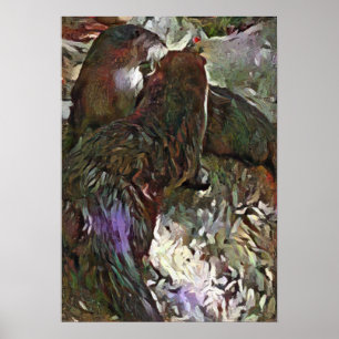 A.I. Otters playing whimsical fun Poster