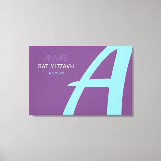 A INITIAL Bar Bat Mitzvah Sign-In Board Canvas Print (Front)