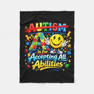 A is for accepting abilities autism awareness retr fleece blanket
