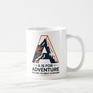 A Is for Adventure Hiking Mountain Design Coffee Mug