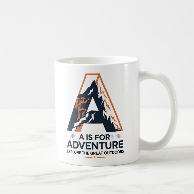 A Is for Adventure Hiking Mountain Design Coffee Mug (Right)