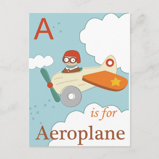A is for Aeroplane Postcard (Front)