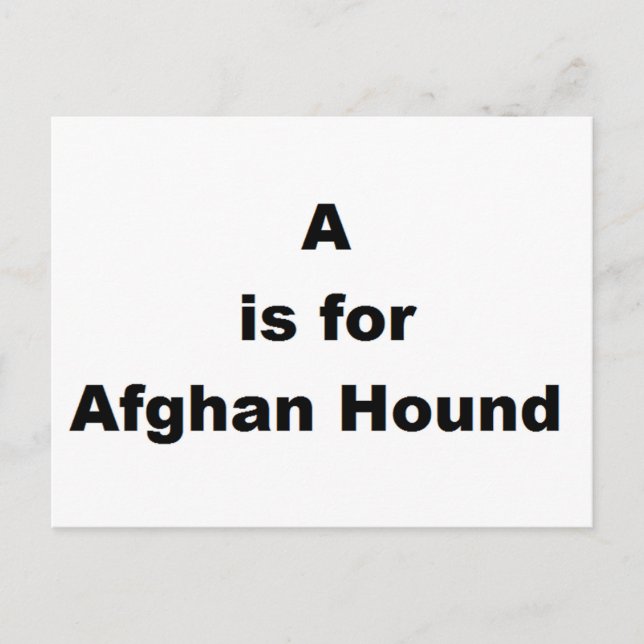 a is for afghan hound postcard (Front)