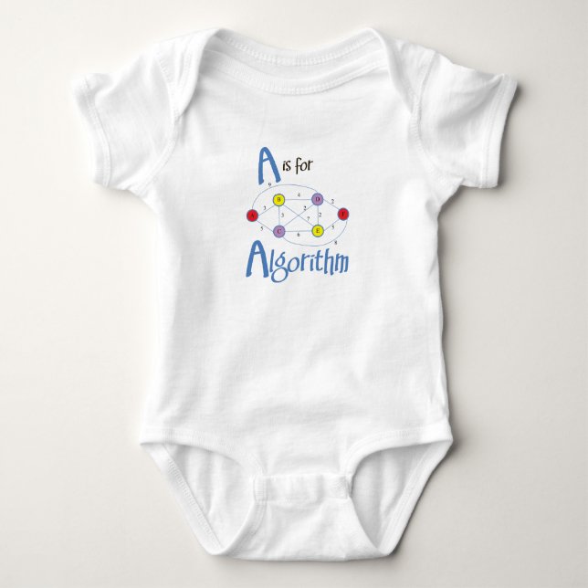 A is for Algorithm  (for Science & Math Geeks!) Baby Bodysuit (Front)