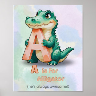 A is for Alligator – Alphabet Nursery Poster