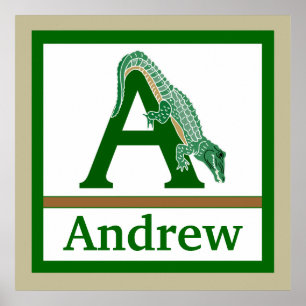A is for Alligator and Boy Name Wall Art for Kids