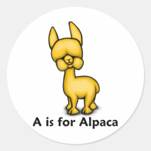 A is for Alpaca Classic Round Sticker