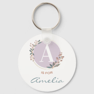 A is for Amelia (or Custom Name) Baby Girl Womens  Key Ring