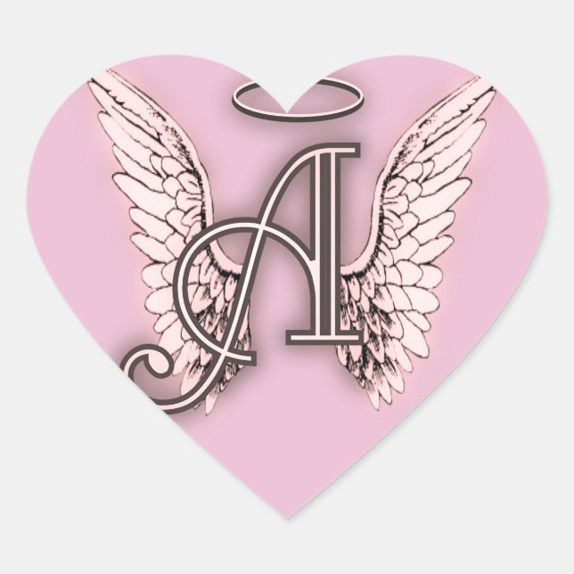 A is for Angels Pink Heart Heart Sticker (Front)