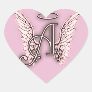 A is for Angels Pink Heart Heart Sticker