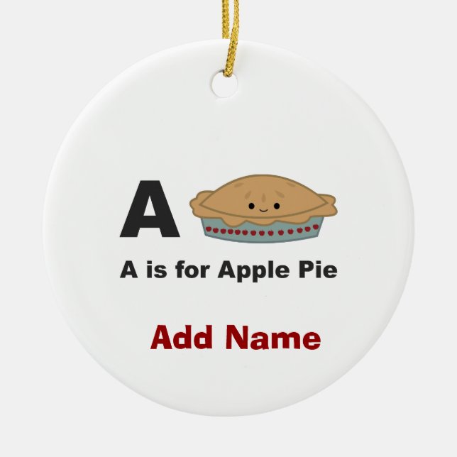 A is for Apple Pie Ceramic Tree Decoration (Front)