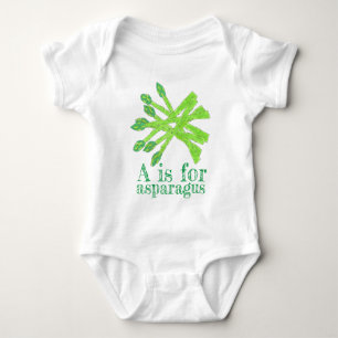 A is for ASPARAGUS Green Gardening Vegetable Baby Bodysuit