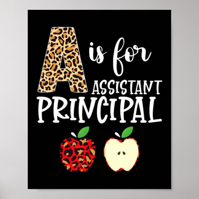A Is For Istant Principal Leopard Print Apple Back (Front)