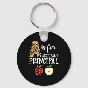 A Is For Istant Principal Leopard Print Apple Back Key Ring