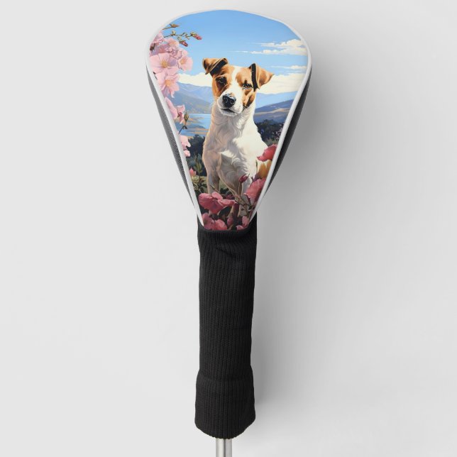 A Jack Russell Terrier's Floral Haven Golf Head Cover (Front)