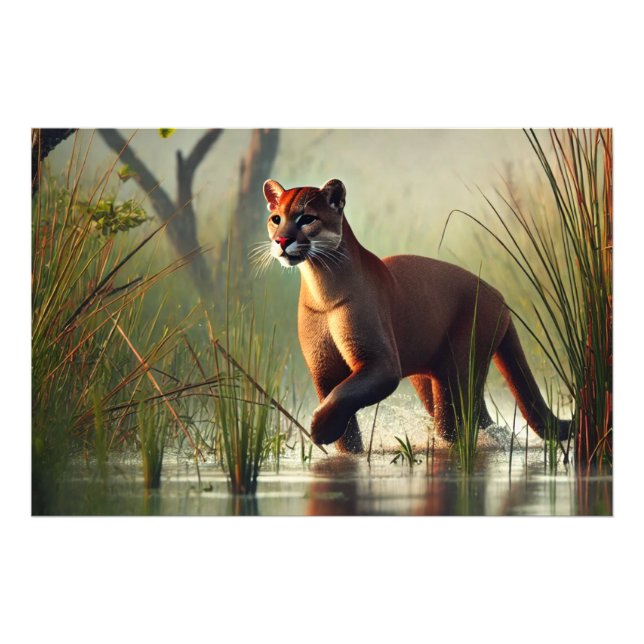 A jaguarundi in its natural habitat in the Pantana Photo Print (Front)