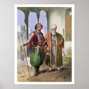 A Janissary and a Merchant in Cairo, illustration Poster
