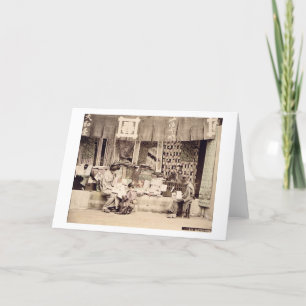 A Japanese cloth store, c.1890 (hand coloured phot Card