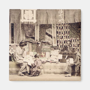 A Japanese cloth store, c.1890 (hand coloured phot Magnet
