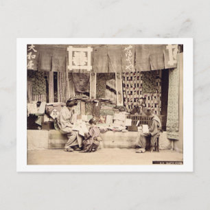 A Japanese cloth store, c.1890 (hand coloured phot Postcard