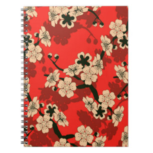 a Japanese style seamless tile with a cherry tree  Notebook