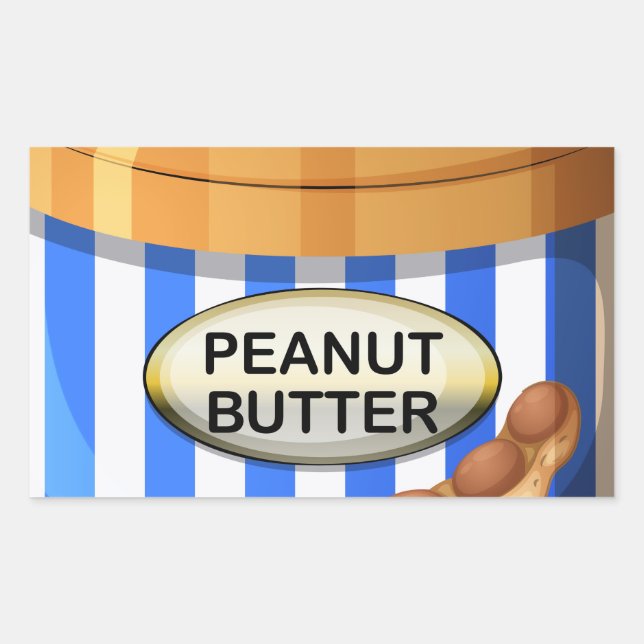 A jar of peanut butter rectangular sticker (Front)