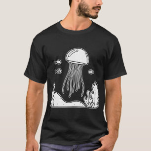 A jellyfish drifting near a coral reef, with small T-Shirt