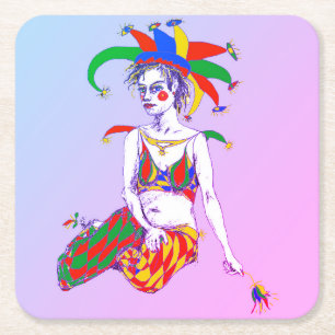 A Jester Poster Square Paper Coaster