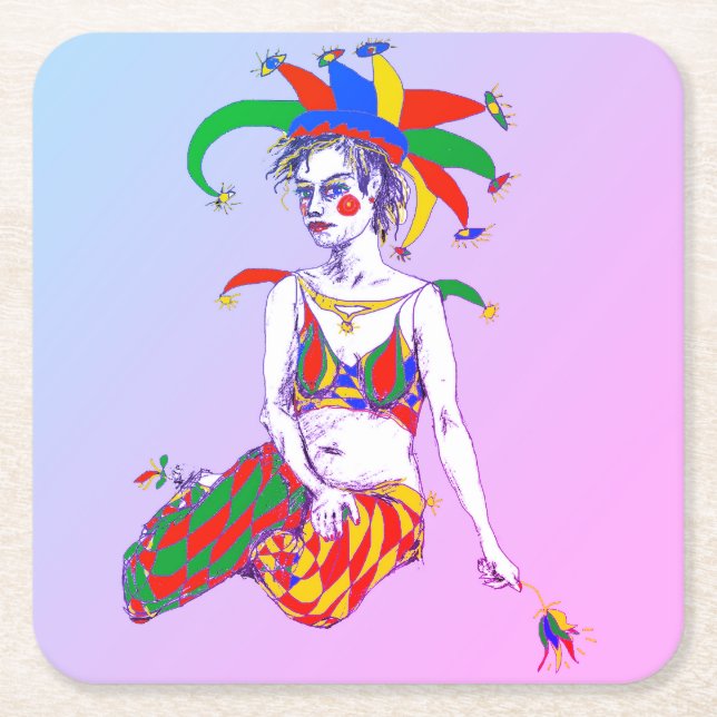 A Jester Poster Square Paper Coaster (Front)