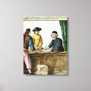 A Jewish Shopkeeper With Two Clients Canvas Print
