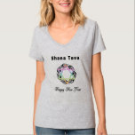 A Jewish Star Shana Tova   T-Shirt<br><div class="desc">Shana Tova Jewish Star features Hebrew style stained glass Star of David and sunny greeting for a Happy New Year.</div>