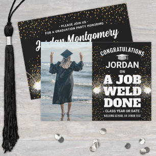 A Job Weld Done Torch & Sparks Welder Graduation Invitation
