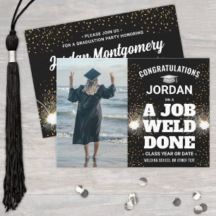 A Job Weld Done Torch & Sparks Welder Graduation Invitation