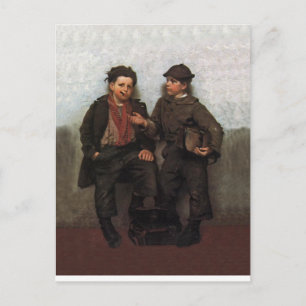 A Joint Investment ~ Shoe Shine Boys Share A Smoke Postcard
