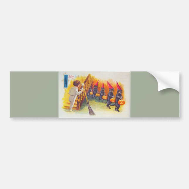 A Jolly Halloween (Black Cats) Bumper Sticker (Front)