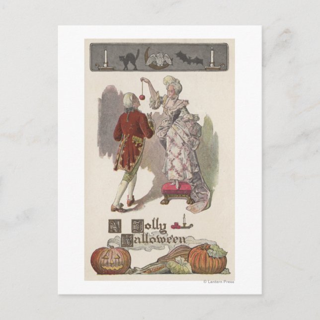 A Jolly HalloweenRestoration Dressed Couple Holiday Postcard (Front)