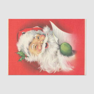A Jolly Winking Santa Reading His List Tissue Paper