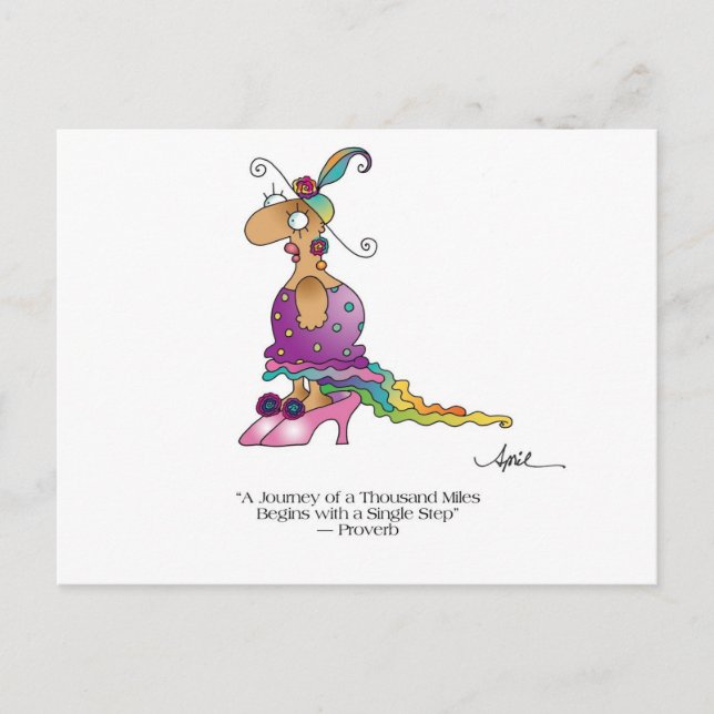 A JOURNEY BEGINS Postcard by April McCallum (Front)