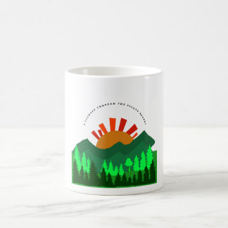 A Journey Through the Silent Slopes Retro Mountain Coffee Mug