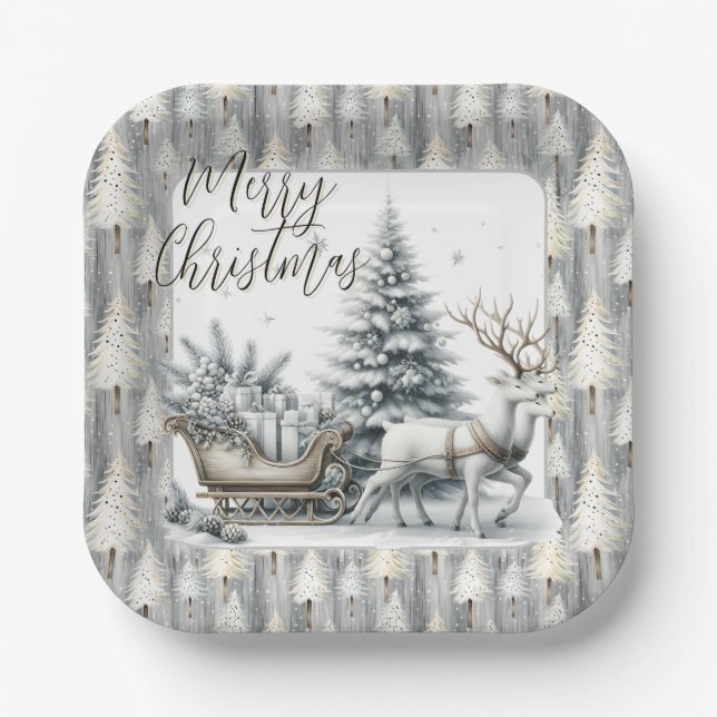 A Journey Through Winter Pines Paper Plate (Front)