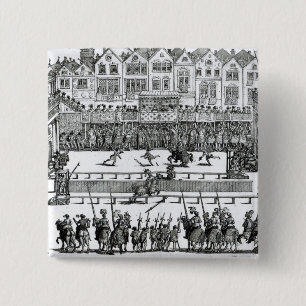 A Jousting Scene 15 Cm Square Badge