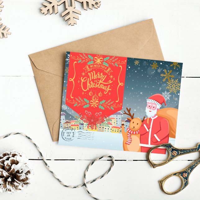A Joyful Christmas Postcard from North Pole (A Joyful Christmas Postcard from North Pole on a table)