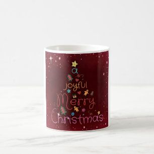 A Joyful Merry Christmas Greeting on Red Coffee Mug