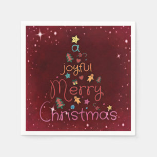 A Joyful Merry Christmas Greeting on Red Napkin