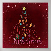 A Joyful Merry Christmas Greeting on Red