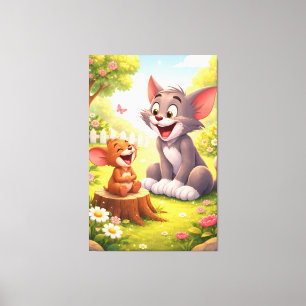 A Joyful Pause in the Garden Canvas Print