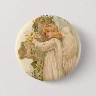 A Joyous Easter Angel Vintage Easter 6 Cm Round Badge